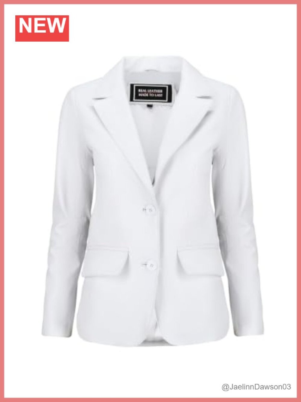 Womens Real Lambskin Leather Blazer Classic Notched Lapel Button Coat
